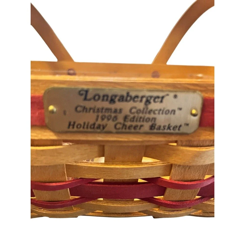 Longaberger 1996 Holiday Cheer Basket w/ plastic Protector  Christmas Collection
